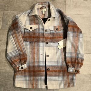 Forever 21 Premium Label Wool Blend Plaid Shacket Jacket S